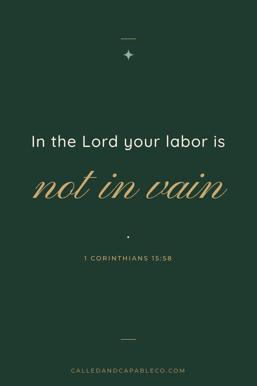 Bible verse graphic: In the Lord your labor is not in vain. 1 Corinthians 15:58